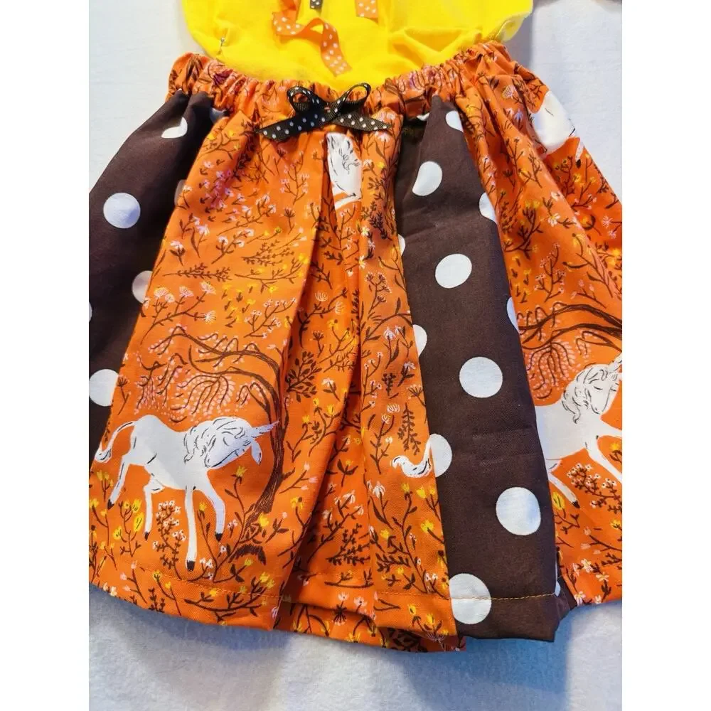 Handmade unicorn‎ Polkadot Skirt With Kids Shirt, Handmade Ribbon Size 4T